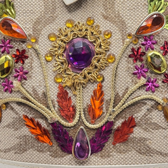 Vintage Enid Collin’s style Handbag Jeweled Garden Purse  Bucket Bag Floral - Picture 3 of 16